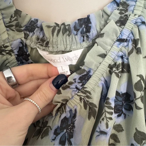 Floral Blue and Green Dress - Picture 4 of 4